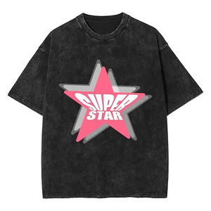 เสื้อยืดโอเวอร์ไซส์สไตล์กราฟฟิตีลายกราฟฟิตีสำหรับผู้ชาย ล้างสีแบบแอซิด สตรีทแวร์ฮิปฮอป - Product Image 3