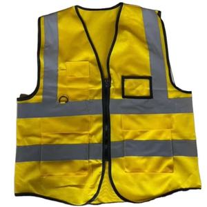Chaleco reflectante de seguridad de tela poliéster con muchos bolsillos con cremallera para trabajadores, ropa de trabajo, overol protector, tela resistente. - Product Image 2
