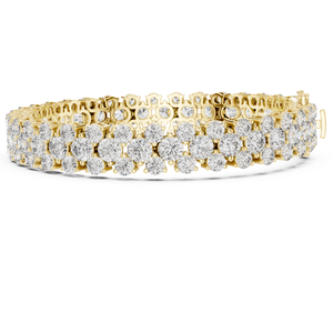 Bracelet tennis en or pur 10K 14K avec diamants de laboratoire taille ronde en grappe DEF VVS, bracelet multi-rangs pour femme, bijoux fins - Product Image 3