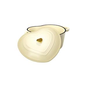 Hermosa Cacerola de Hierro Fundido Esmaltado Rosa con Forma de Corazón y Perilla Dorada Brillante en Forma de Corazón - Product Image 5