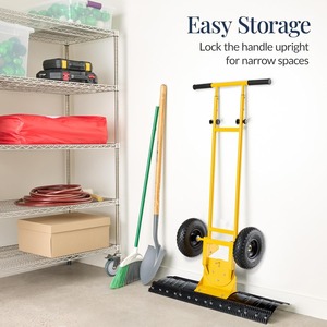 Pousse-neige manuel robuste à 2 roues avec lame galvanisée de 36 pouces pour le déneigement, avec roues et poignée réglable - Product Image 5