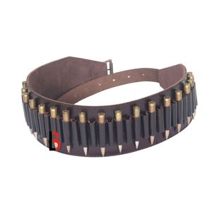 Ceinture porte-cartouches en cuir de vachette avec longueur réglable et boucle - Product Image 6