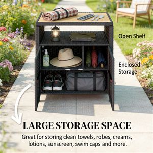 Estante de Almacenamiento Exterior Negro, Práctico para Organizar Toallas - Product Image 2