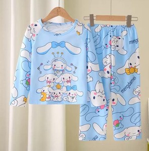 Ensemble de pyjamas pour filles, dessin animé, manches longues, imprimé violet, vêtements de nuit en deux pièces, printemps automne, vêtements de maison pour enfants - Product Image 2