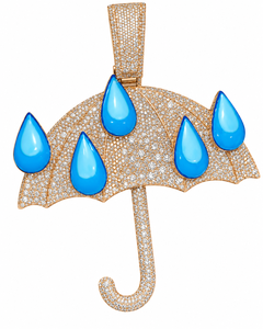 Pendentif unisexe en argent sterling 925 plaqué or rose, serti de moissanite taillée, style hip-hop personnalisé, avec gouttes d'émail bleu - Product Image 1
