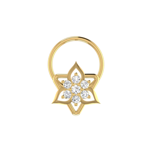 AJRETAIL แหวนจมูกทองคำ 14K ทรงกลมเจียระไนแบบบริลเลียนต์ 0.06 กะรัต เพชรธรรมชาติ ลายดอกไม้ สไตล์ชาติพันธุ์ เครื่องประดับร่างกายสำหรับผู้หญิง - Product Image 1