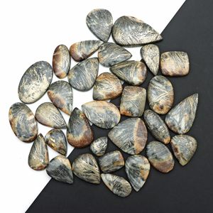 Cabujones de Pirita con Pluma Natural de Alta Calidad, Piedras Preciosas Sueltas de 20mm-45mm, 4g-15g, Formas Variadas para Joyería Curativa - Product Image 2