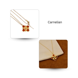 Collar con Colgante de Trébol de Cuatro Hojas de Cornalina Hecho a Mano, Cadena Ajustable de Latón con Baño de Oro de 18k, Joyería de Estilo Vintage que No se Deslustra - Product Image 4