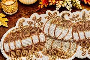 Handmade Eco-Friendly Durable Fabric Table <b>Runner</b> Irregular Shape Red <b>Green</b> Gold Floral Design Luxury Style 5mm Thick Dining - Product Image 5