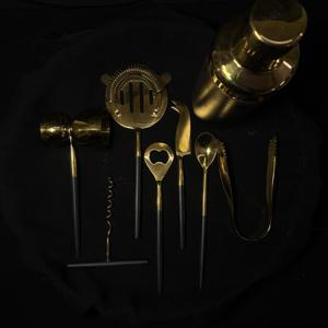 Juego de Herramientas de Bar Premium con Mango Recubierto de Polvo Negro, Acero Inoxidable 304, Recubrimiento PVD Dorado, Juego de Bar de Lujo, Coctelera - Product Image 4