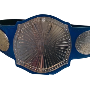 Ceinture de champion bleue personnalisable, ceinture de lutte en cuir de qualité supérieure avec plaques argentées, objet de collection de haute qualité - Product Image 5