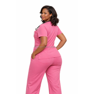 <b>Tunic</b> Style <b>Nursing</b> Uniform Set Custom Woven Label Adjustable Drawstring Waist Breathable Stretch Fabric Unisex Hospital Use - Product Image 2