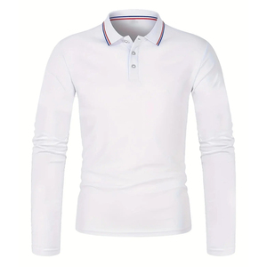 Polo à col rond et manches longues, polo boutonné à manches longues pour hommes, vente en gros - Product Image 1