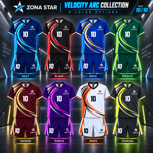 Ensemble de maillot de football pour homme ZONA STAR, personnalisable avec nom de marque, impression par transfert thermique bleue, polyester respirant, numéro 10, OEM - Product Image 6