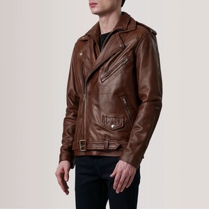 Premium Genuine Leather Jacket for Men <b>Vintage</b> Motorcycle Biker <b>Coat</b> Classic Slim Fit Casual Jacket Durable Winter Outerwear - Product Image 3