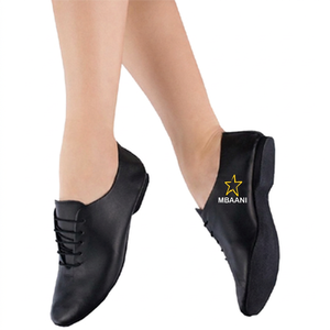 Chaussures de jazz MBAANI en cuir véritable, plates, unisexes, avec logo étoile, chaussures de danse en cuir noir, chaussures de jazz haut de gamme - Product Image 4