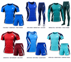 Ropa de entrenamiento de gimnasia para hombres y niños |   Color Azul Marino con Bloques de Seis Colores |   Ropa Deportiva de Spandex/Poliéster |   Secado Rápido | - Product Image 5