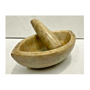 Mortero y Pilón de Mármol Natural Tradicional para Triturar Masala Manualmente - Product Image 4