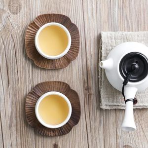 <b>Utility</b> Wooden Coasters Round Set Heat Resistant Drink Holder for Coffee Tea Mug Glass Anti Slip Table Protection Home Kitchen - Product Image 4