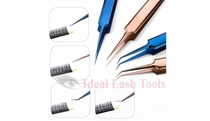 Pinzas de Acero Inoxidable de Alta Calidad en Dorado y Azul para Extensión de Pestañas, Juego de Extensión de Pestañas de Alta Precisión con Punta Fina - Product Image 2