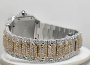 Montre mécanique unisexe en acier inoxydable avec cadran en cristal saphir, style hip-hop sport, incrustée de diamants Moissanite, avec alarme - Product Image 5