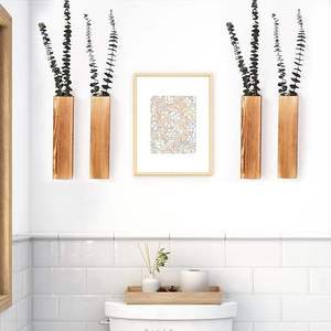 Wooden Wall <b>Vase</b> Rectangular Wall Planter Carved Decorative Flower Holder for Home Office - Product Image 2