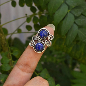 Bague en lapis-lazuli, argent sterling 925, design feuille, pour filles et femmes - Product Image 5