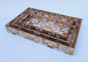 Lot de 3 plateaux de service en MDF personnalisables de haute qualité avec impression numérique, style européen, pour hôtels, artisanat métallique - Product Image 3