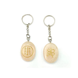 Porte-clés en cristal de haute qualité, quartz rose, avec symboles Money Switch Word et Zibu, cadeaux pour femmes, vente en gros - Product Image 6