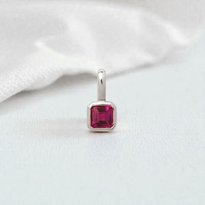 Pendentif en argent sterling 925 avec rubis et quartz taille carrée, serti clos, fait main, pierre semi-précieuse, bijoux fins pour femme - Product Image 1