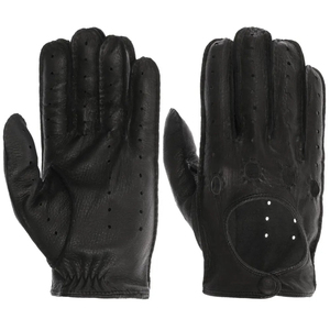 Gants de conduite unisexes en cuir noir avec design perforé et sangle de poignet réglable pour une utilisation quotidienne confortable - Product Image 6