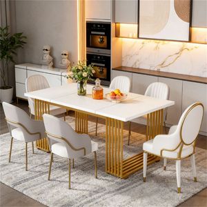 Tavolo da Pranzo Rettangolare Moderno dal Design Elegante per Cucina e Soggiorno - Product Image 4