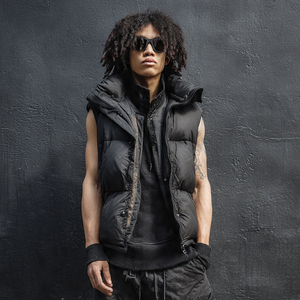 Down Puffer Vest <b>Tops</b> Men Hooded Sleeveless Padded Jackets Men's <b>Bubble</b> Sleeveless Warm Up Puffer Vest Mens - Product Image 2