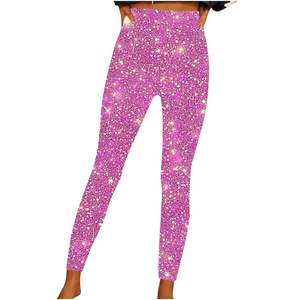 Splendid Apparel High Waist Full Length <b>Glitter</b> Print <b>Leggings</b> Women's Stretch Knitted Spandex Bohemian Machine Embroidery - Product Image 3