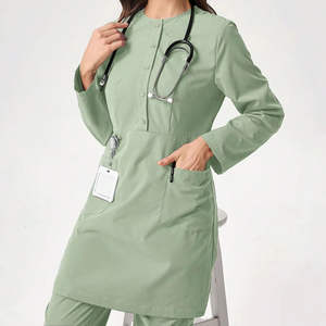 Traje Médico Transpirable de Rayón y Lona con Cierre de Botones Parcial, Pantalones de Corte Recto y Espalda Ajustable para Personal Hospitalario, Comodidad 2026 - Product Image 1