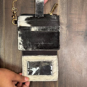 Nouveau design de porte-cartes en cuir de vachette véritable avec logo personnalisé porte-monnaie mince de luxe pour femmes portefeuille avec bracelet rond porte-clés - Product Image 6