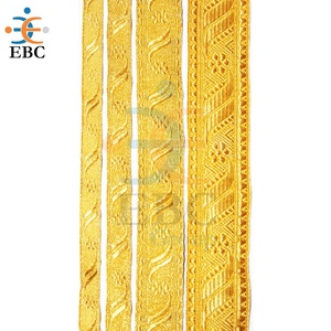 Zig Zag Braid or Bias and Stand <strong>Metallic</strong> Wire Lace <strong>Sequin</strong> Fabric Ceremonial Gold Ribbon <strong>Metallic</strong> Thread Gallon Tresee <strong>Trimmings</strong> - Product Image 5