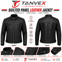 Veste en cuir d'hiver TANVEX Racer Pro pour homme, noir, rouge, blanc, col montant, tissu teint uni écologique, personnalisable, devant haut