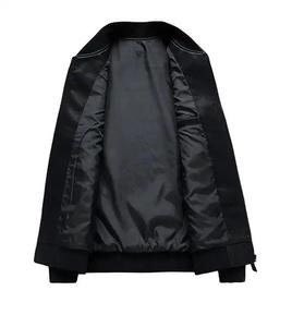 Chaqueta Bomber de Cuero Negra para Hombre, Manga Larga, Diseño con Bloques de Color, Resistente al Viento, Estilo Otoñal para Adultos AI-LJ-023 - Product Image 3
