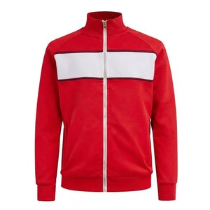 High Selling Custom <b>Men</b> Red Tracksuit Full Sleeve Zipper <b>Jacket</b> With <b>White</b> Stripe Pants Sporty Autumn Wear Color Blocking Design - Product Image 2