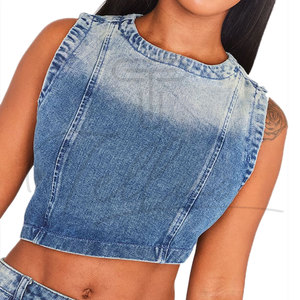 เสื้อครอปเดนิมขายดีที่สุดปี 2025 ราคาสมเหตุสมผล ออกแบบโลโก้ได้ตามต้องการ เสื้อผู้หญิงระบายอากาศได้ดี ราคาถูก - Product Image 3