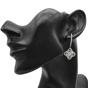 Pendientes Colgantes de Trébol con Diamantes Blancos de 1.43 Quilates, Plata de Ley 925, Pendientes de Diamantes Naturales de Corte Redondo para Mujer - Product Image 3