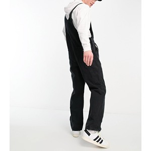 Salopette en jean noire pour homme, coupe ample, couleur unie, style décontracté, pantalon en coton pour l'automne - Product Image 2