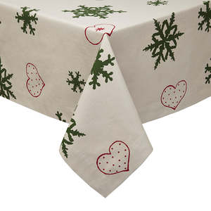 Elegante Tovaglia Noelle Stampata 100% Cotone con Motivi a Fiocchi di Neve e Cuori, Lavabile, per Casa, Sala da Pranzo, Matrimoni ed Eventi - Product Image 3
