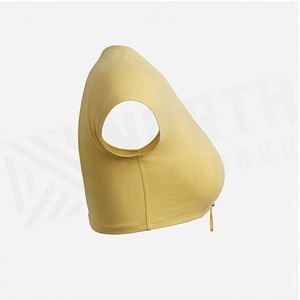 Top Corto Amarillo con Volantes North Approach, Cuello en V Profundo, Manga Corta, Cierre con Cordón, Ropa de Yoga sin Costuras - Product Image 3