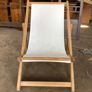 Silla Plegable Moderna de Madera de Teca Sólida para Exteriores, Silla de Playa con Tela de Lona Blanca para Jardín, Terraza y Piscina - Product Image 2