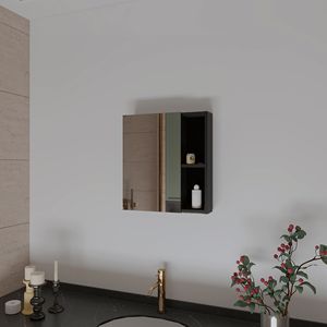 Whirlwind 1 Shelf Rectangle Medicine Cabinet Black Wengue <b>Bath</b> <b>Mirror</b> with Reflective Interior - Product Image 5