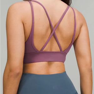 Scoop <b>Neck</b> Racerback Seamless Chest <b>Pad</b> Crop Top Solid Color Yoga Sports Bra Women's Activewear Spandex/Nylon Workout Tank Top - Product Image 4