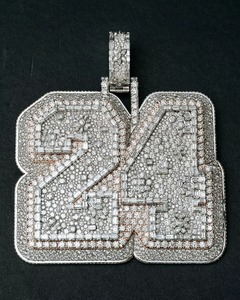 Luxury 925 <b>Silver</b> Round Brilliant Cut Iced Hip Hop Themed Gold Plated Christian Men's Custom <b>Initial</b> Letter <b>Pendant</b> - Product Image 3