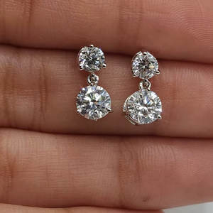 Moissanite 1CT Each Round Cut Diamond <b>Stud</b> Earrings Pushback 925 Sterling <b>Silver</b> Fine For Women's Proposal Gift For Engagement - Product Image 1